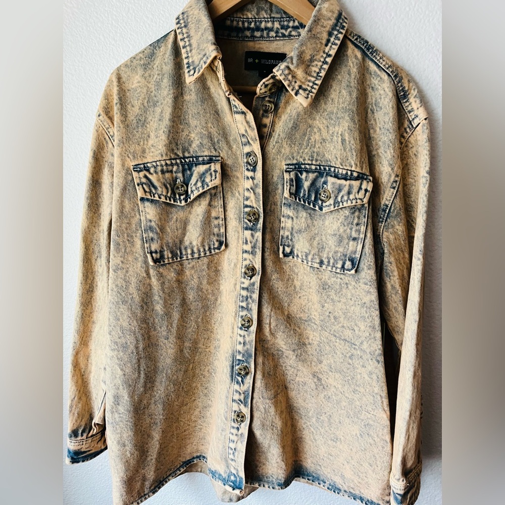 BP + Wildfang Acid Wash Oversized Denim Jacket Shacket Cotton Size M - Picture 4 of 12